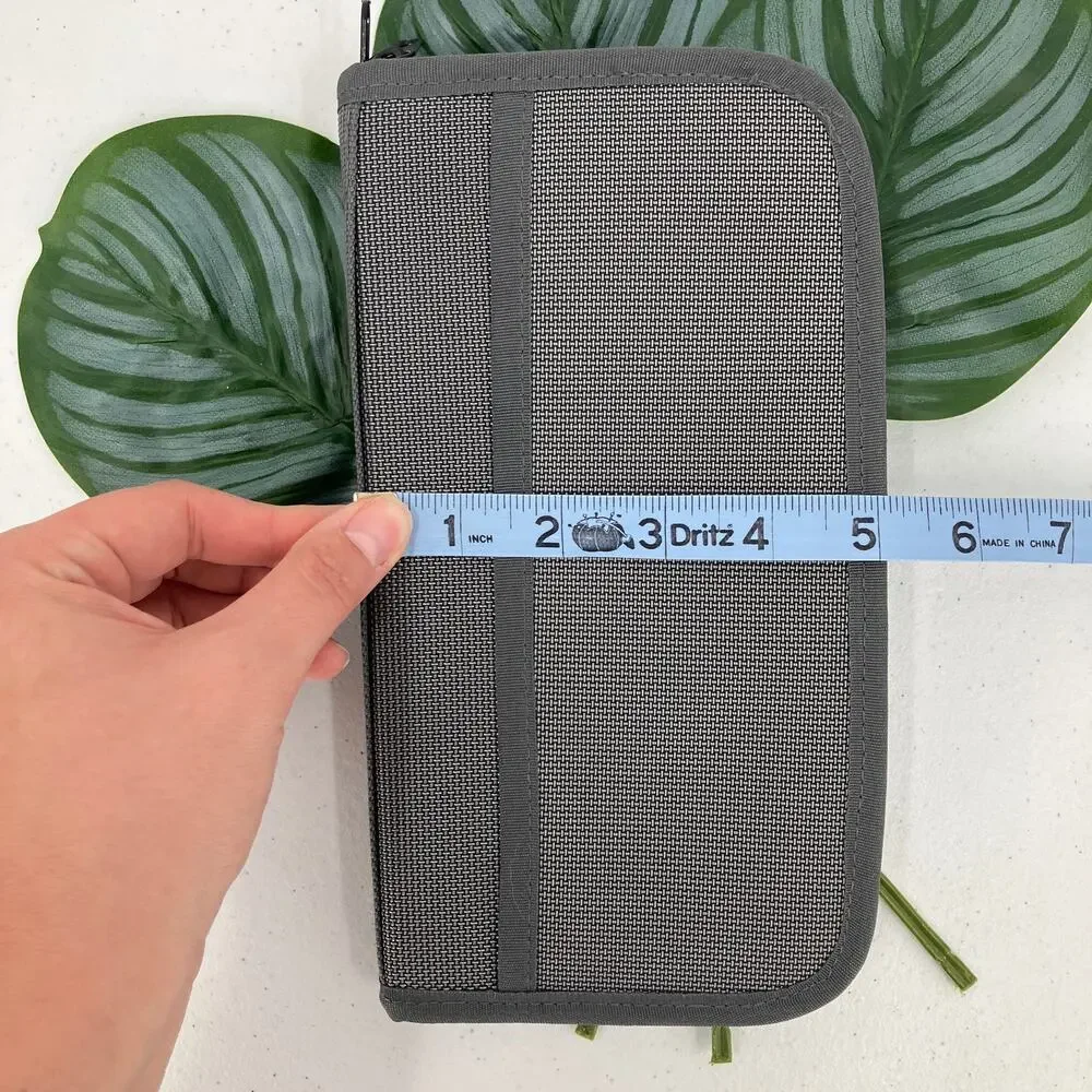 Rectangle Dark Gray Zip Around Side Handle Business Office Organizer Travel Bag